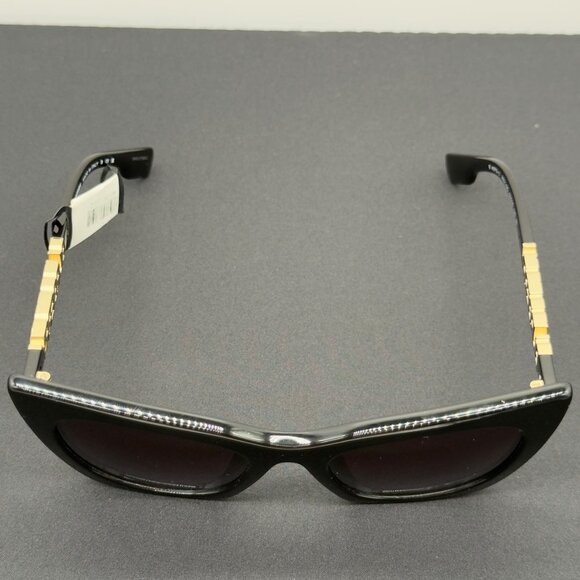 Burberry Sunglasses B 4372U 3001/8G Polished Black Grey Gradient Lens Gold Logo - Picture 4 of 11